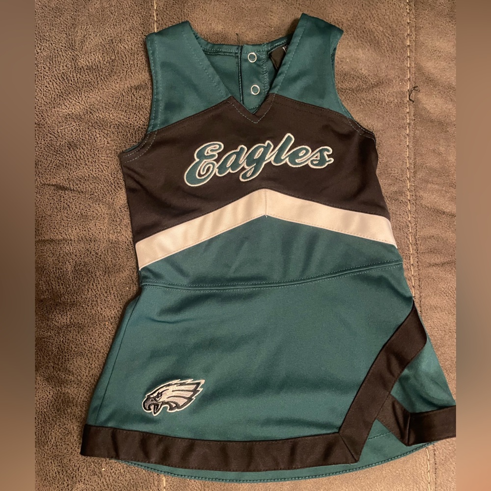 Eagles Kids Teal and Black Cheer Dress and Bloomers (24 months)
